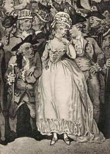Mrs Mary Robinson accompanied by the Prince of Wales and her husband Thomas Robinson by Thomas Rowlandson