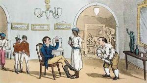 Qui Hi in the Bombay Tavern, from The Grand Master, or Adventures of Qui Hi? in Hindostan. A Hudibras Poem in Eight Cantos by Quiz, by William Combe 1741-1823 published by Thomas Tegg, London, 1815 by Thomas Rowlandson
