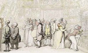 Viewing at the Royal Academy, c.1815 by Thomas Rowlandson