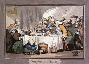 The Gourmets, plate 9 from Comforts of Bath, 1798 by Thomas Rowlandson