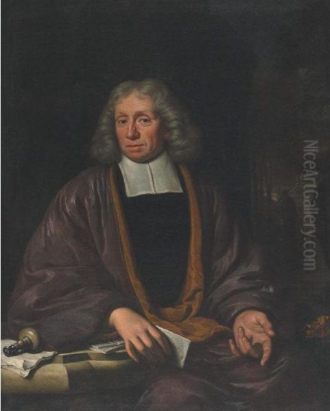 Portrait Of A Judge Seated
Before A Window With Classic Temple Andmonument In The Distance - view 1