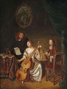 Music Lesson. by Caspar Netscher