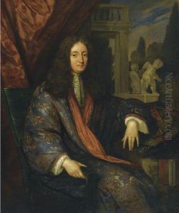 Portrait Of A Gentleman Wearing A Japanese Coat by Caspar Netscher