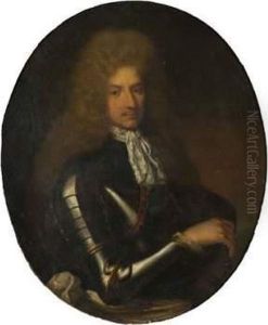 Portrait D'homme En Armure by Caspar Netscher