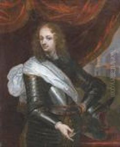 Portrait D'homme En Armure by Caspar Netscher