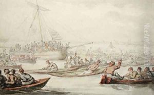 The Annual Sculling Race for Doggetts Coat and Badge, c.1805-10 by Thomas Rowlandson