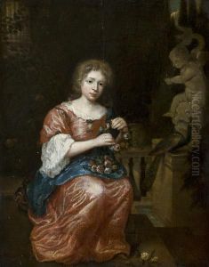 Ritratto Di Fanciulla In Giardino by Caspar Netscher