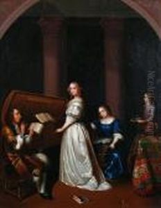 Musizierendes Paar by Caspar Netscher