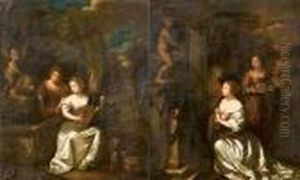 Jeune Femme Jouant Du Luth by Caspar Netscher