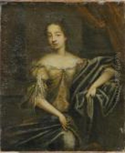 Portrait Of A Lady In An Embroidered Silk Dress - view 1