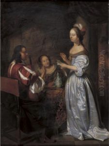 N - 17th Century A Musical Company by Caspar Netscher