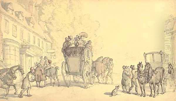 Figures outside a coaching inn - view 1