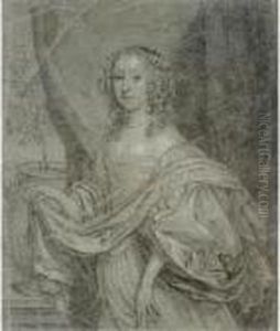 Portrait Of Juffrouw Louisa De Vries Of Dordrecht by Caspar Netscher