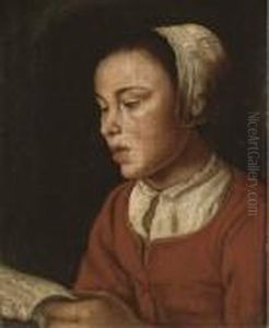 Portrait Of A Girl, Bust-length, Reading A Letter by Caspar Netscher