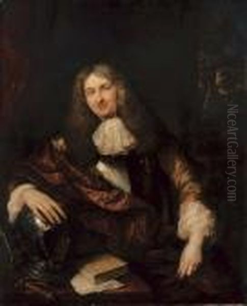 Portrait Of Adolf Hendrik Van 
Raesfelt, Seated,three-quarter-length, In A Breastplate And A Gold Coat 
With A Whitecravat, His Right Hand Resting On His Helmet, A Moonlit 
Landscapebeyond - view 1