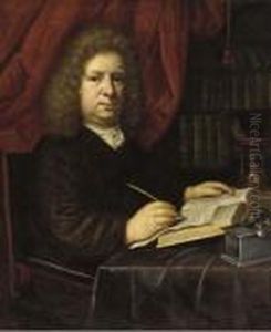 Portrait Of A Lawyer In His Study by Caspar Netscher