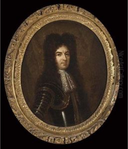 A Portrait Of Freiherr Von Loe 
Chor, Bishop Of Trier, Half Length, Wearing Armour With A Lace Collar by Caspar Netscher