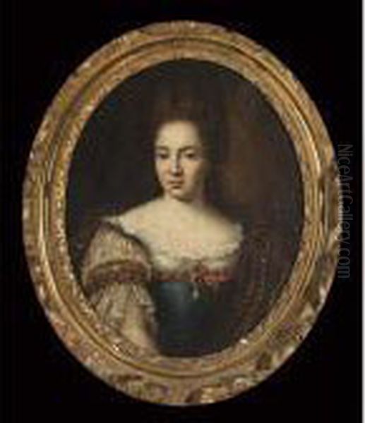 A Portrait Of Maria Catharina
Von Loe, Prioress Of Neutz, Bust Length, Wearing A Blue Dress With A
White Lace Collar And Lace Sleeves - view 1