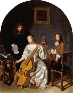 The Music Lesson by Caspar Netscher