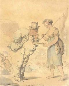 A crab hunting for prawns by Thomas Rowlandson