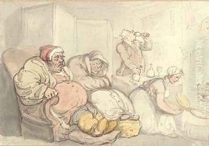 Almost Bed Time & the Butler clearing the Table by Thomas Rowlandson