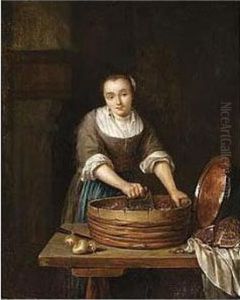 A Maid Chopping Red Cabbage