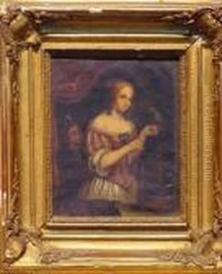Woman With Parrot by Caspar Netscher
