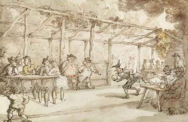 Dr. Syntax playing a game of ninepins - view 1
