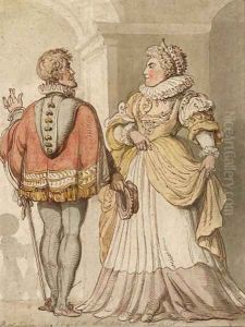 Elizabeth and Sir Walter Raleigh by Thomas Rowlandson