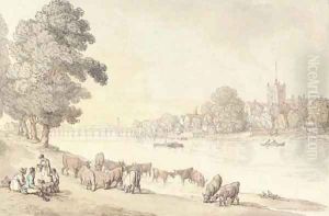 The bridge at Kingston from Hampton Wick side, London The bridge at Kingston from Hampton Wick side, London