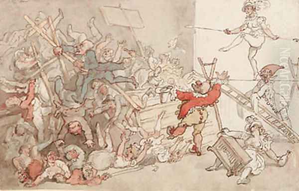 Dr. Syntax involved in the collapse of the theatrical booth - view 1