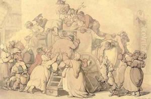 The departure of the stage coach by Thomas Rowlandson