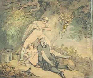 The Parson and the milkmaids by Thomas Rowlandson