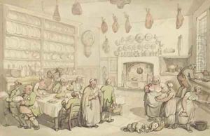 Dinner in the Kitchens by Thomas Rowlandson