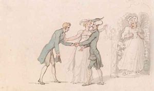 Dr. Syntax and a young couple by Thomas Rowlandson
