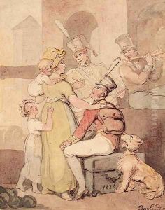 Entertaining soldiers by Thomas Rowlandson