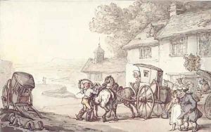 Journeying from a coastal inn by Thomas Rowlandson