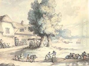 The Noah's Ark Inn and ferry by Thomas Rowlandson