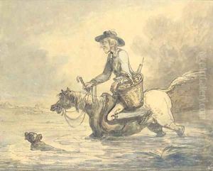 The quack crossing a river by Thomas Rowlandson