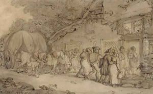 Arriving at the inn by Thomas Rowlandson