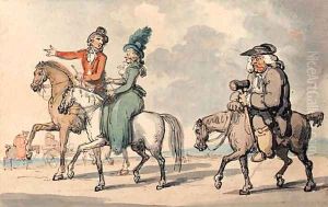 Gentlefolk out riding by Thomas Rowlandson