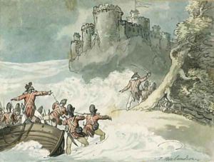 Soldiers storming a castle