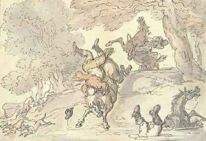 The tumbling huntsmen by Thomas Rowlandson