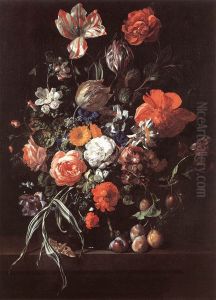 Still-Life with Bouquet of Flowers and Plums by Rachel Ruysch