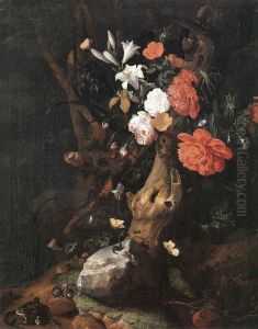 Flowers on a Tree Trunk by Rachel Ruysch