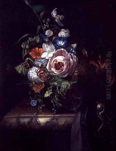 Roses and Other Flowers in a Glass Bowl