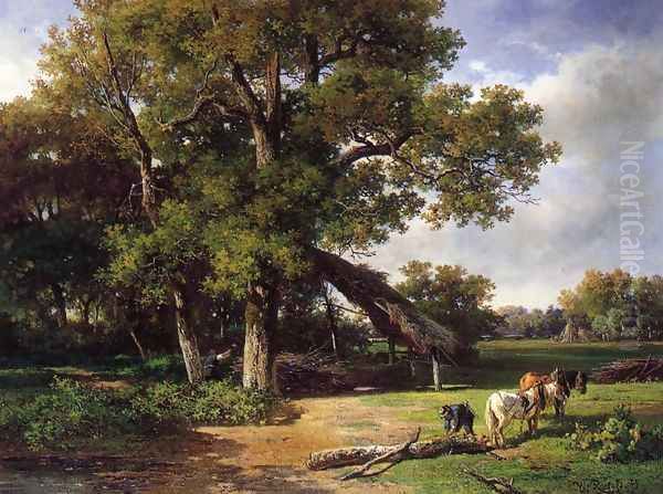 A Wooded Landscape with Farmers Gathering Wood - view 1