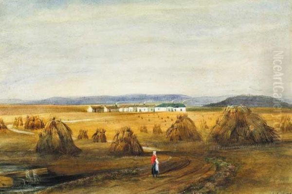 Corn Stooks, Figures In A Landscape - view 1