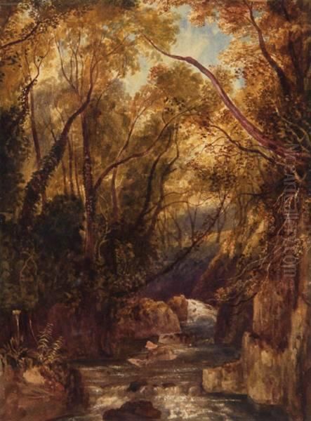 Atrributed To A Stream Flowing Through A Leafy Glade - view 1