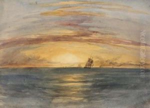 Shipping At Sunset On The Indian Ocean